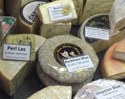 Blue cheeses on sale inEngland